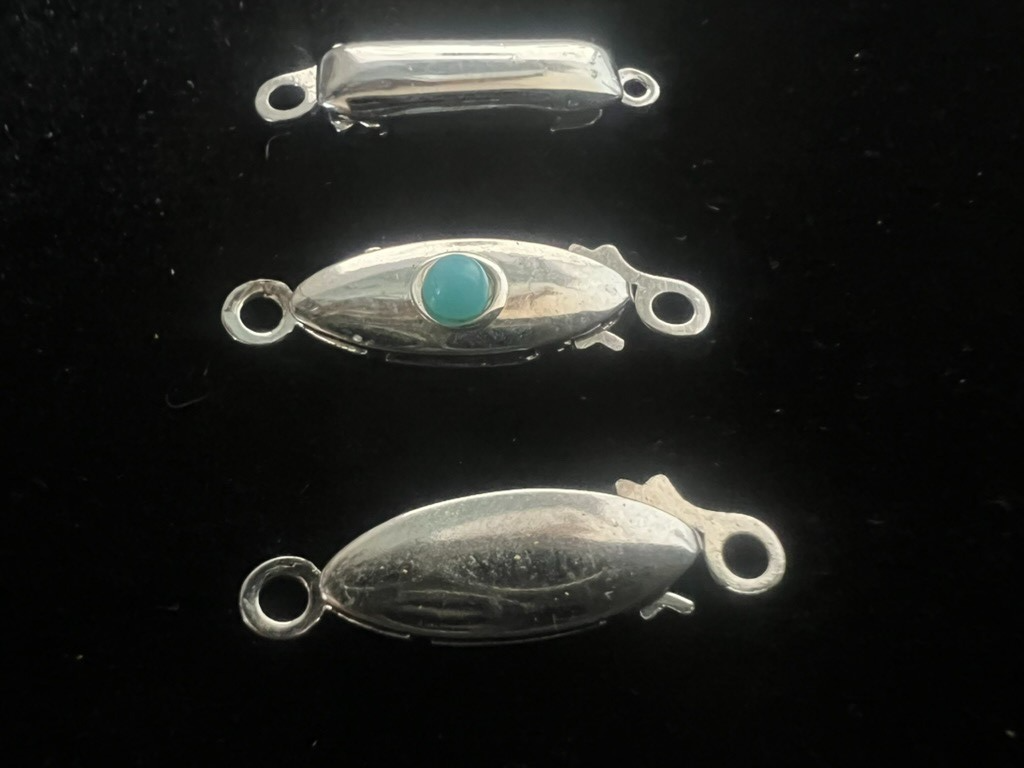 🔴 ARGENTO 800 chiusure collana gancio 1 filo con pietre vintage 3 PEZZI