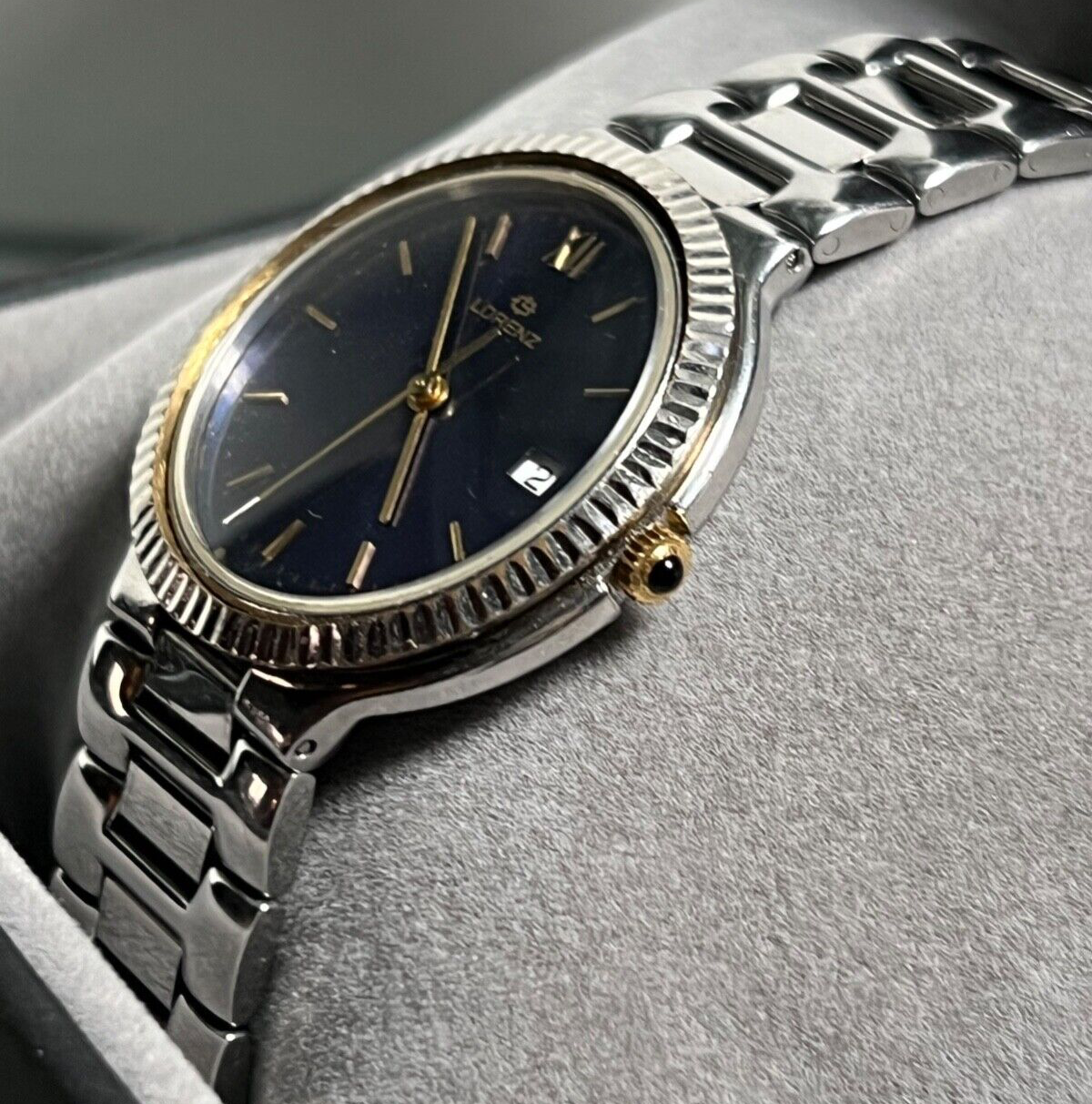 Lorenz Montre Hommes Quartz 14560 Acier Et Laminé avec Boîte Rare Vintage