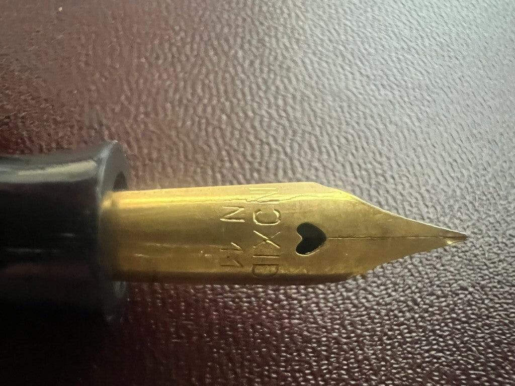 Stift Füllfederhalter Zelluloid Bordeaux Mit Knopf Langlauf Schreibt Vintage
