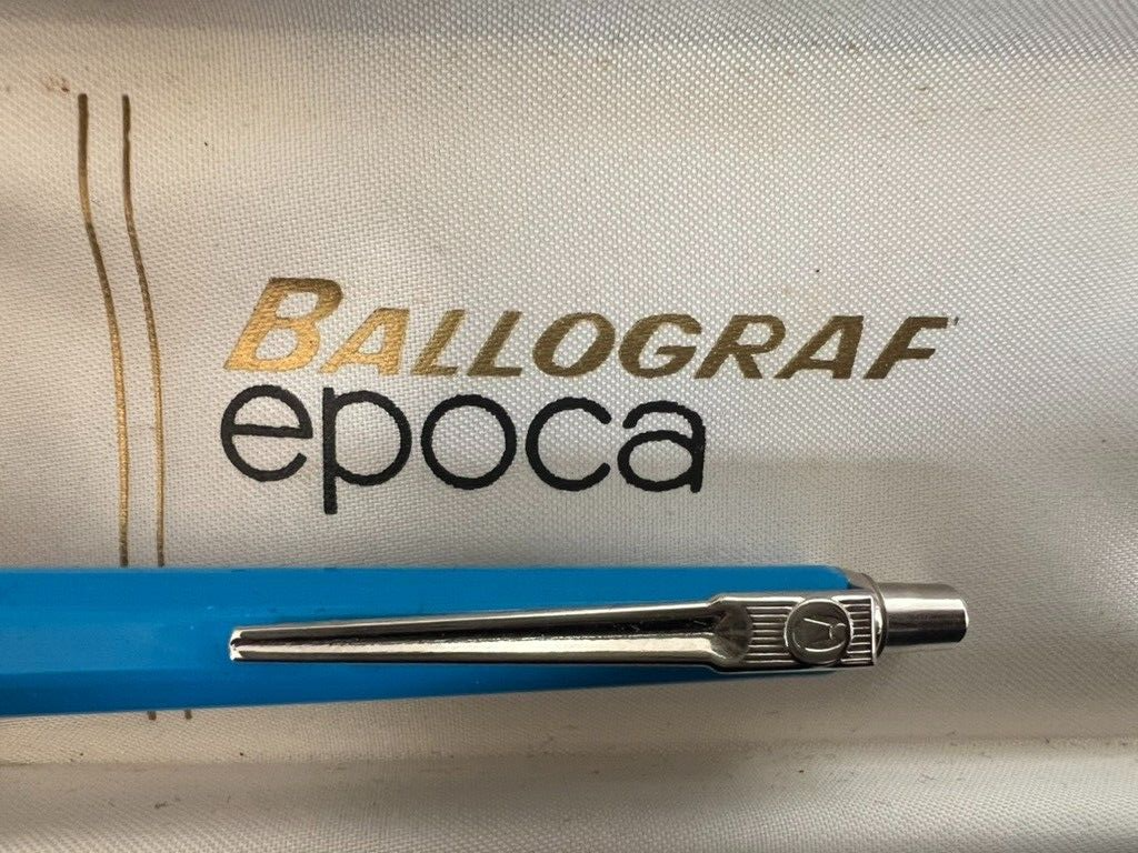 Ballograf Stylo-Plume Sphère Période Bouton Snap Bleu Chrome Vintage 9 