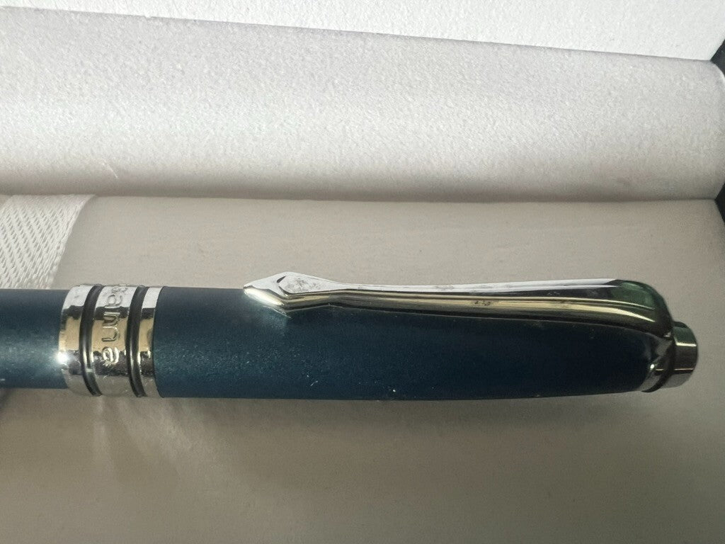 🔴 OSAMA penna sfera lacca blu cromata meccanismo a rotazione scrive