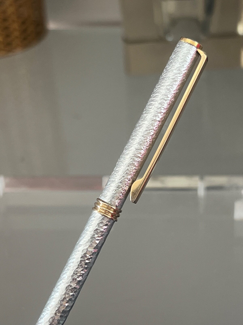 🔴 CLAP penna sfera metallo MARTELLATO molto sottile sostituire refill vintage