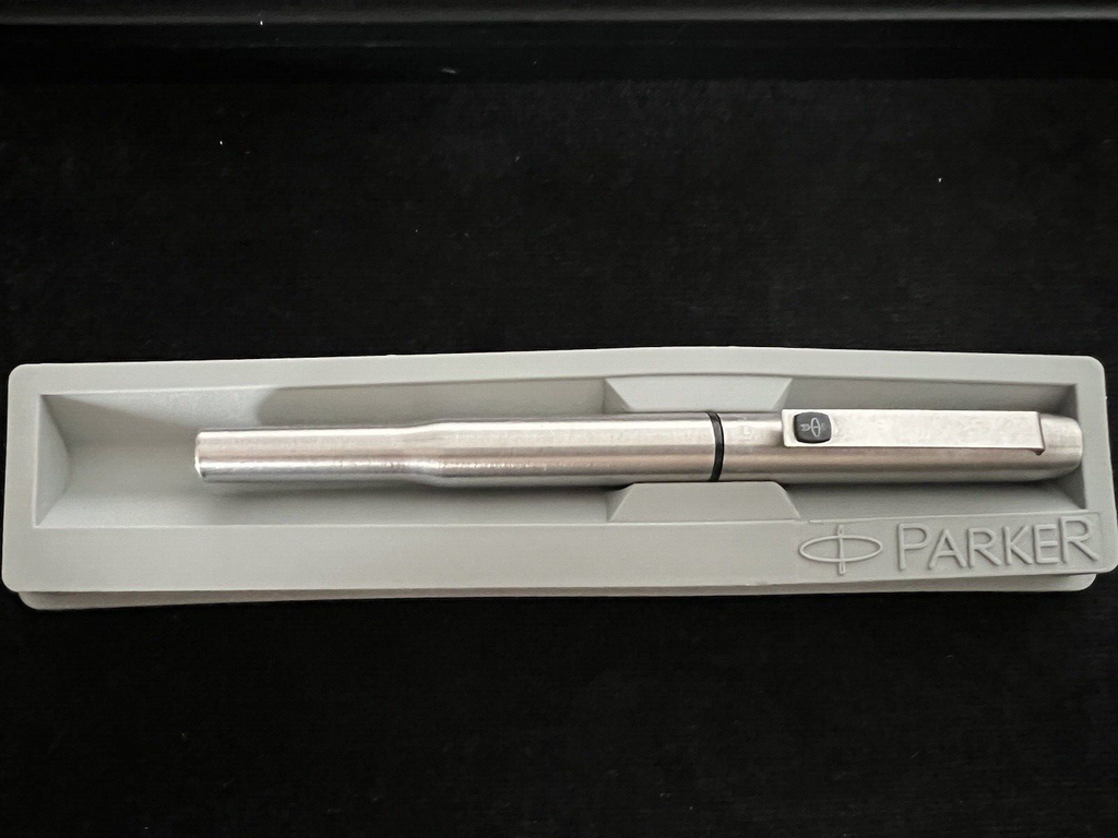 🔴 PARKER penna stilografica 25 cromata sigillo NERO scrive vintage 1970 n.1