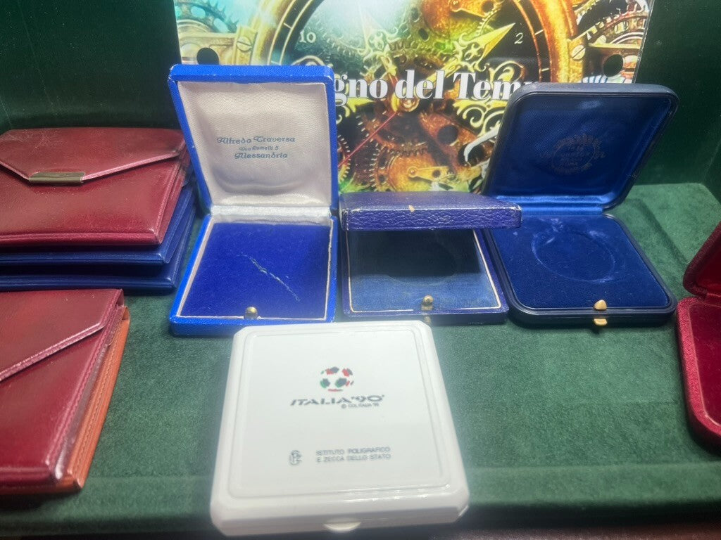 🔴 Scatole JHONSON monete medaglie astucci custodie Italia 90 lotto 10 PEZZI