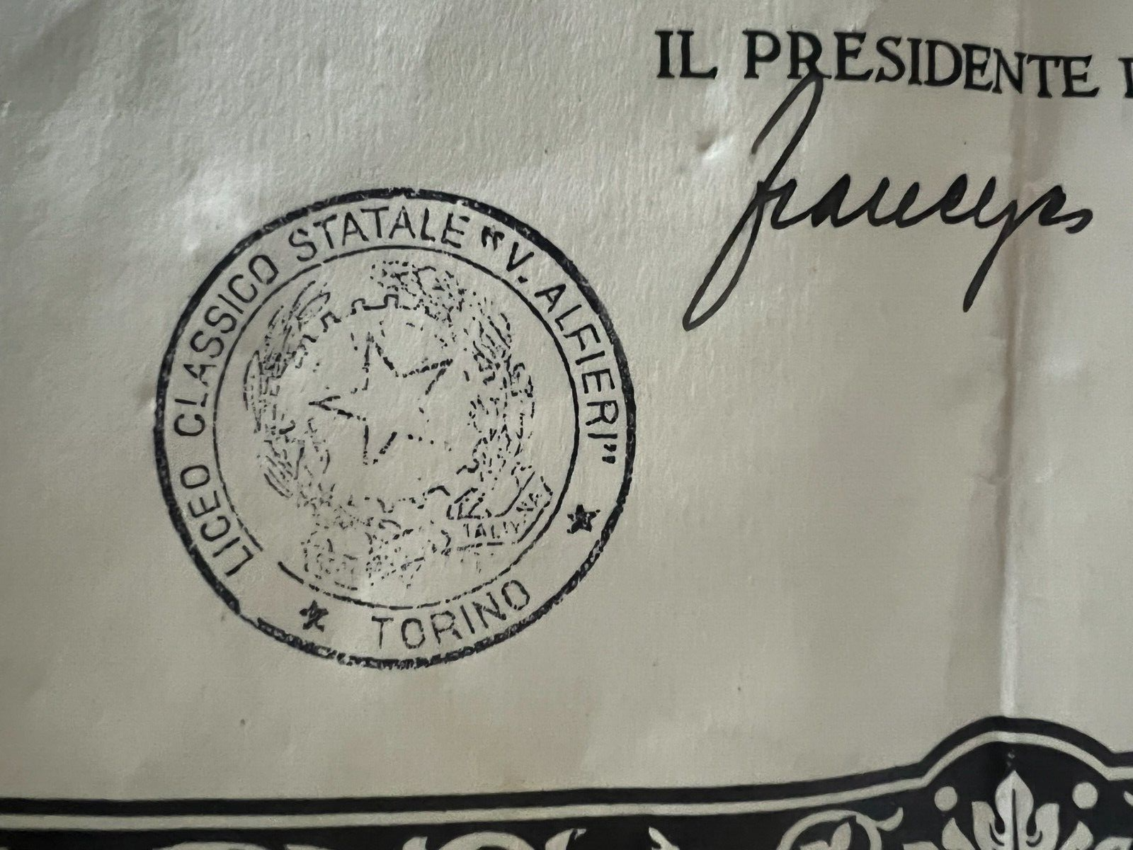 Graduation Diploma Classic Italian With Stamp Stamps Votes 6 October 1955 