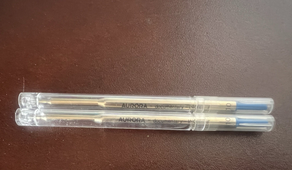 🔴 AURORA refill penna sfera inchiostro BLU F Documentary ricarica ricambio 2 PZ