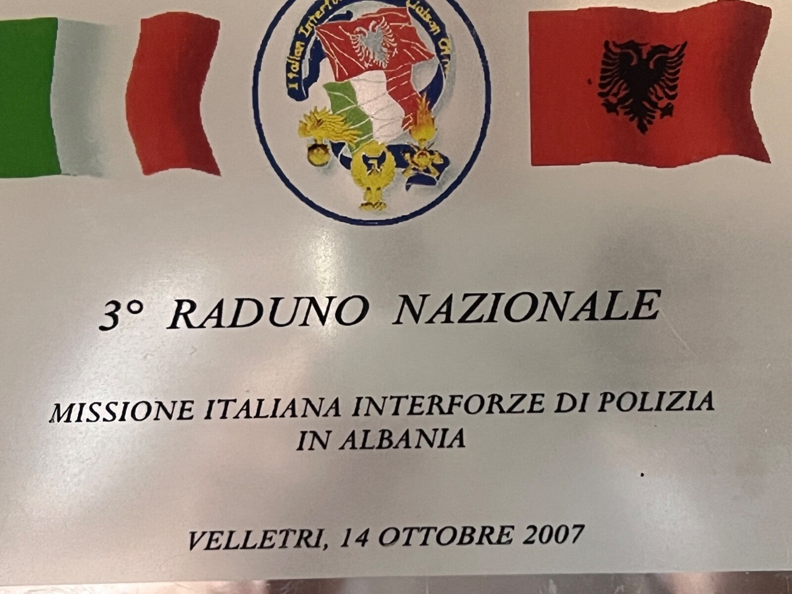 🔴 Crest 3 RADUNO NAZIONALE POLIZIA MISSIONE ITALIANA INTERFORZE ALBANIA vintage