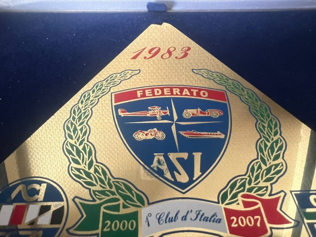 Sia Auto Moto Car Club Napoli Federato Platte Plakette Metall Zapfen 1983 Blue 