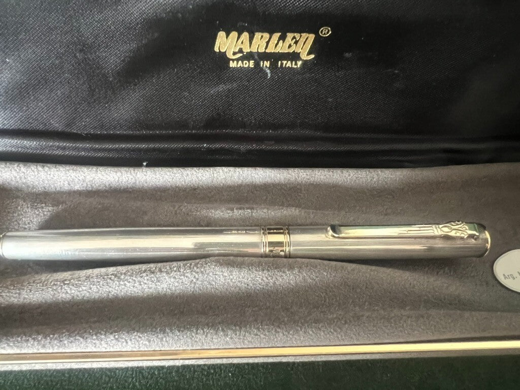 🔴 MARLEN fountain pen SOLID 925 SILVER and gold plated nib 7 