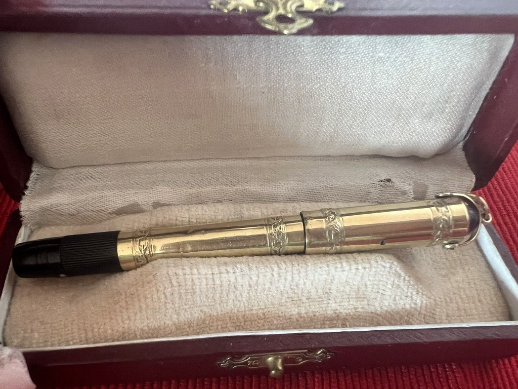 Anglo Amer Stylo-Plume Stylo à Plume Rétractable Or Fonctionne Vintage B