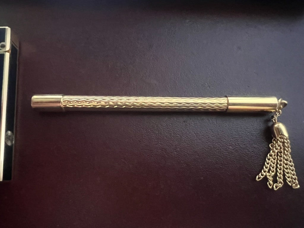 Luis Gerard Lighter Lacquer Blue Works And Pen Silver Plated Gold 24 KT
