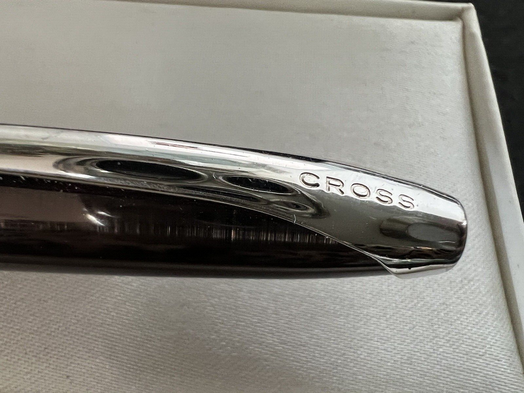 🔴 CROSS penna sfera lacca millerighe marrone e cromata aereodinamica scrive E