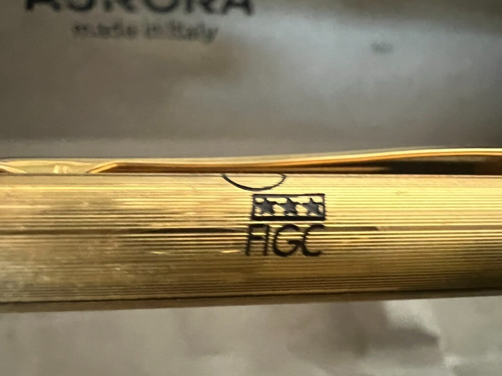 🔴 AURORA penna sfera Magellano lacca canna di fucile e dorata FIGC G