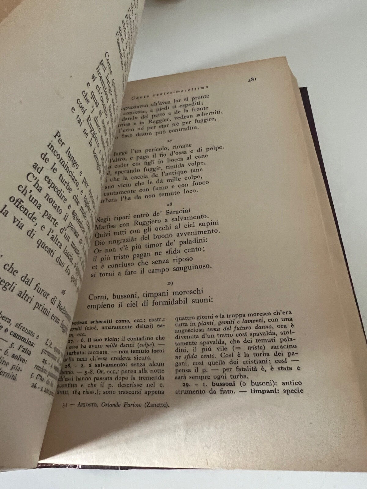 🔴 Libro ORLANDO FURIOSO di Ariosto Emilio Zanette rilegato vintage