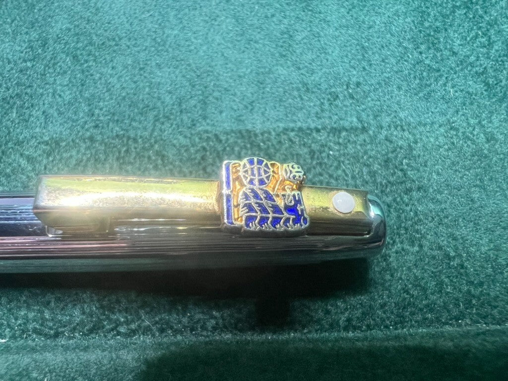 🔴 SHEAFFER penna sfera cromata con sigillo cip a scatto scrive vintage