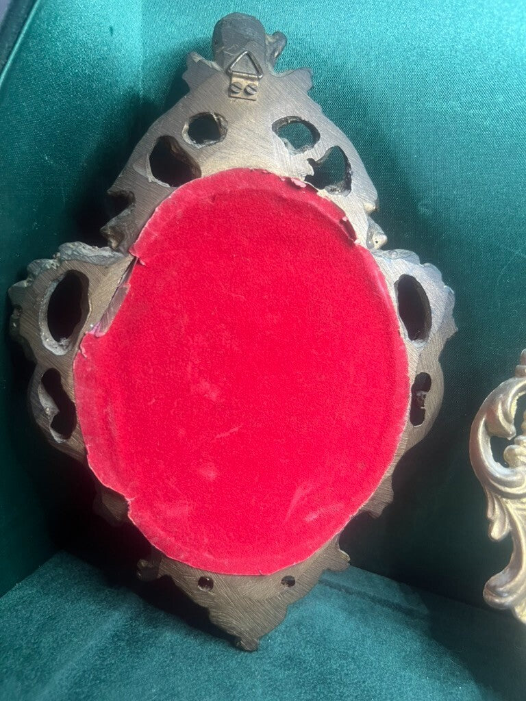 🔴 Quadri MINIATURE fiori cornice MERLETTI bronzo legno italiani vintage