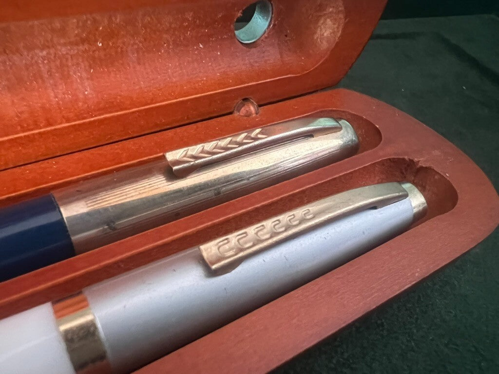 Penne Stylos-Plumes Bleu Blanque A Piston Scrivono pour Encre Vintage B