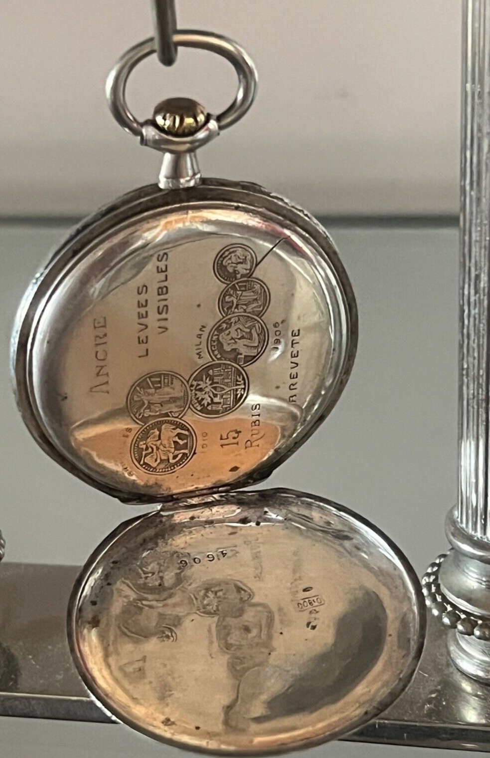 🔴 ZORA orologio tasca ARGENTO 800 cassa cesellata da revisionare parti vintage