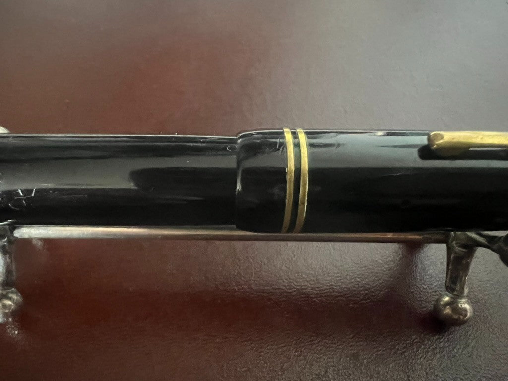 🔴 Penna stilografica celluloide nera pulsante di fondo italiana vintage