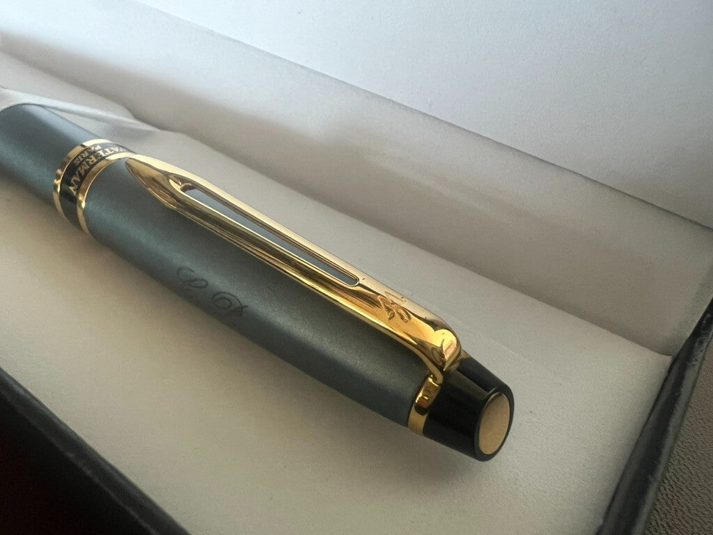 🔴 WATERMAN penna stilografica Emisphere lacca azzurra pennino M e cartucce CP