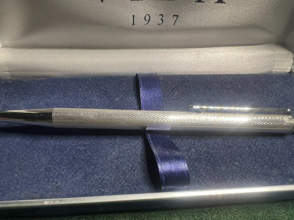 Stylo-Plume Sphère Argent Massif 925 Vagues Guillocchè Mechanism Snap Écrit 