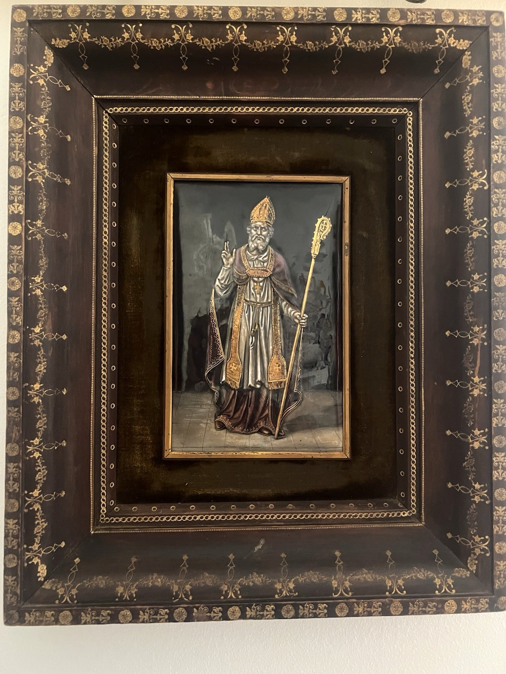 🔴 Quadro LIMOGES arte limosina smalti oro SAN NICOLA Bouasse Lebel Paris antico