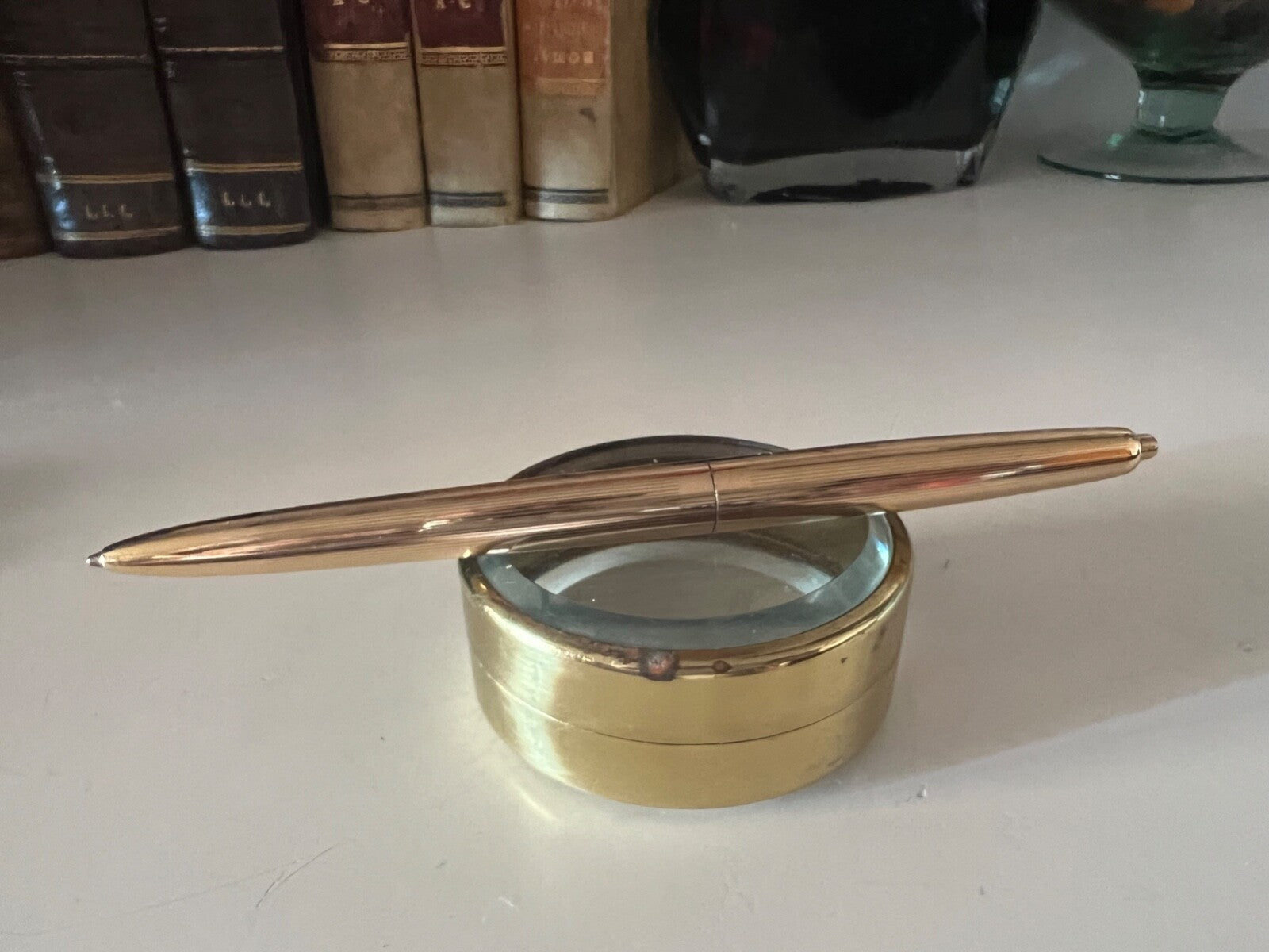 DE WATERMAN Stylo-Plume Sphère Plaqué Or Spline Bit à Bouton Vintage 