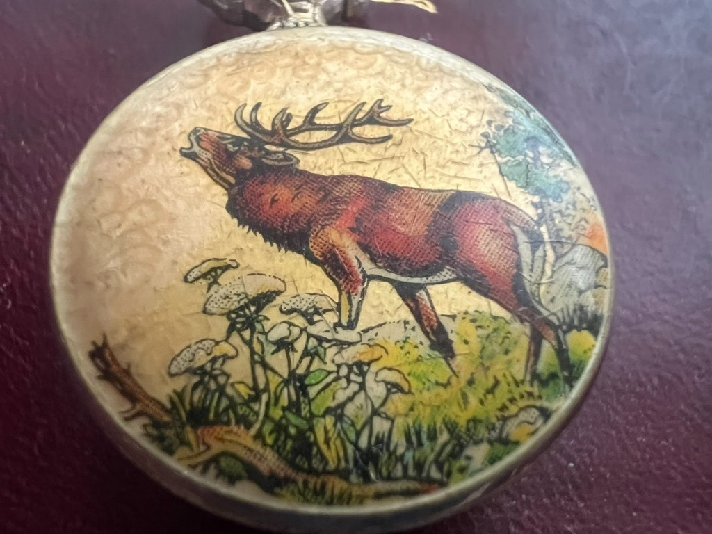 Montre Poche Moose Peint A Vernis PIERRE DENILL Remontage Manuel Vintage