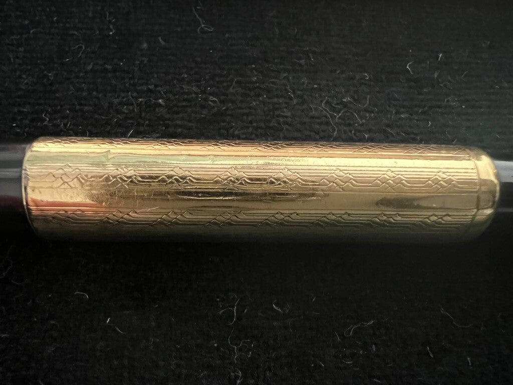 Red Columbus Retractable Engraved Fountain Pen Works Vintage 