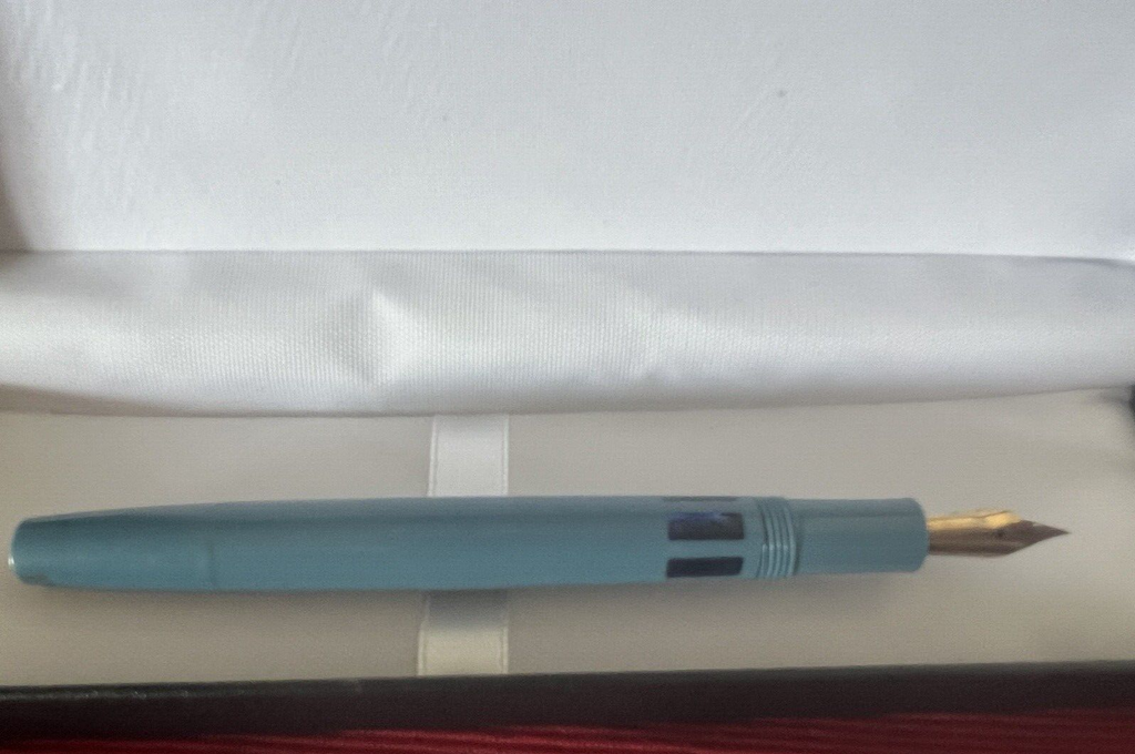 Original Bohler Stylo-Plume Stylo à Plume Bleu À Piston Écrit Vintage 1950