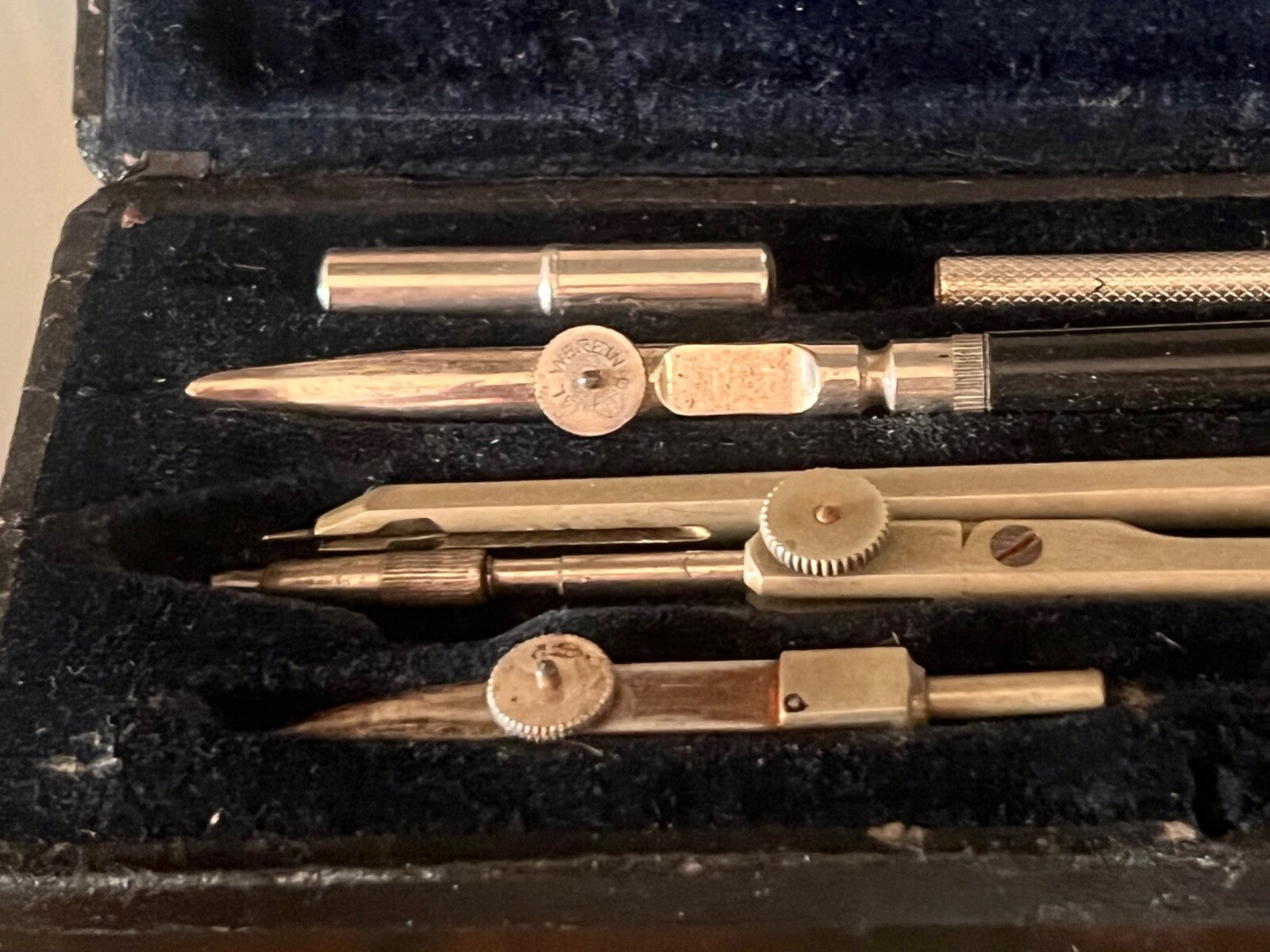 🔴 RICHTER compasso disegno tecnico scatola velluto legno pelle completo VINTAGE