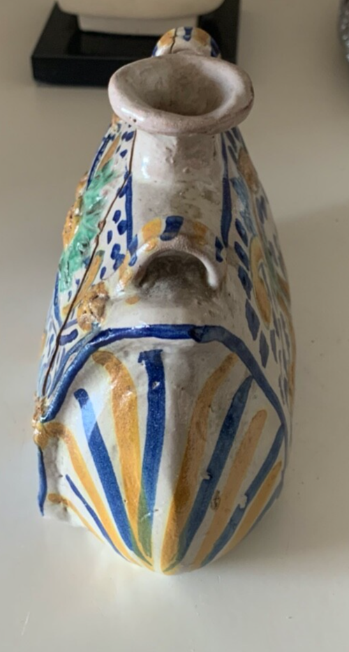 🔴 Vaso vasetto COTTO CERAMICA DIPINTA A MANO del 1900 da restaurare