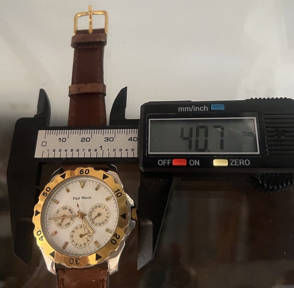 🔴 PAUL WATCH cronografo uomo OVERSIZE acciaio ghiera placcata 5 ATM vintage