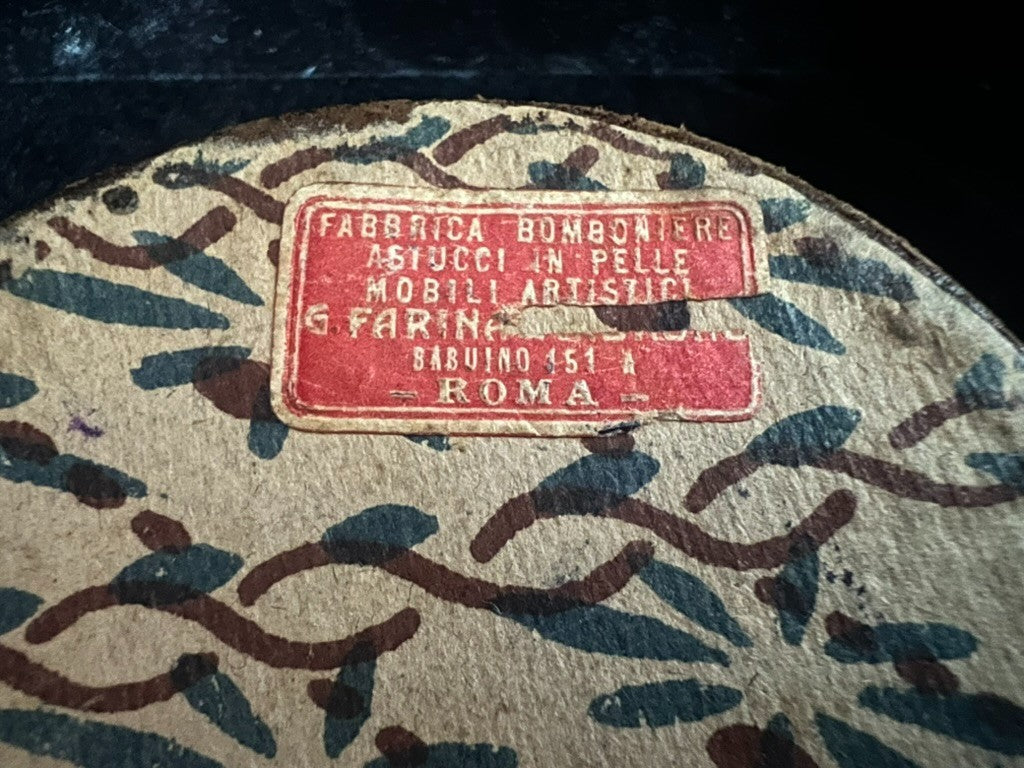 🔴 Scatola box gioiello orologio tasca pelle incisioni interno seta Ø 7 vintage