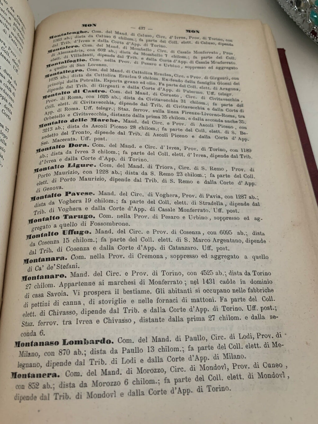 🔴 Book KINGDOM OF ITALY historical geographical dictionary Altavilla antique 1875 