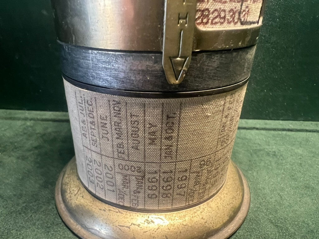 🔴 PORTAPENNE calendario 1969-1983 bronzo tessuto BREVETTATO rotante vintage