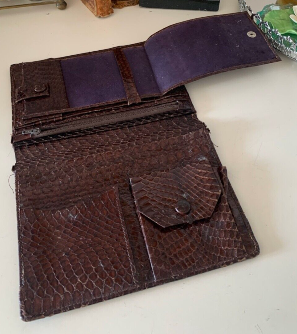 Portefeuille Cuir Homme Serpent Artisanal Avec Amène Vérifie Vintage 