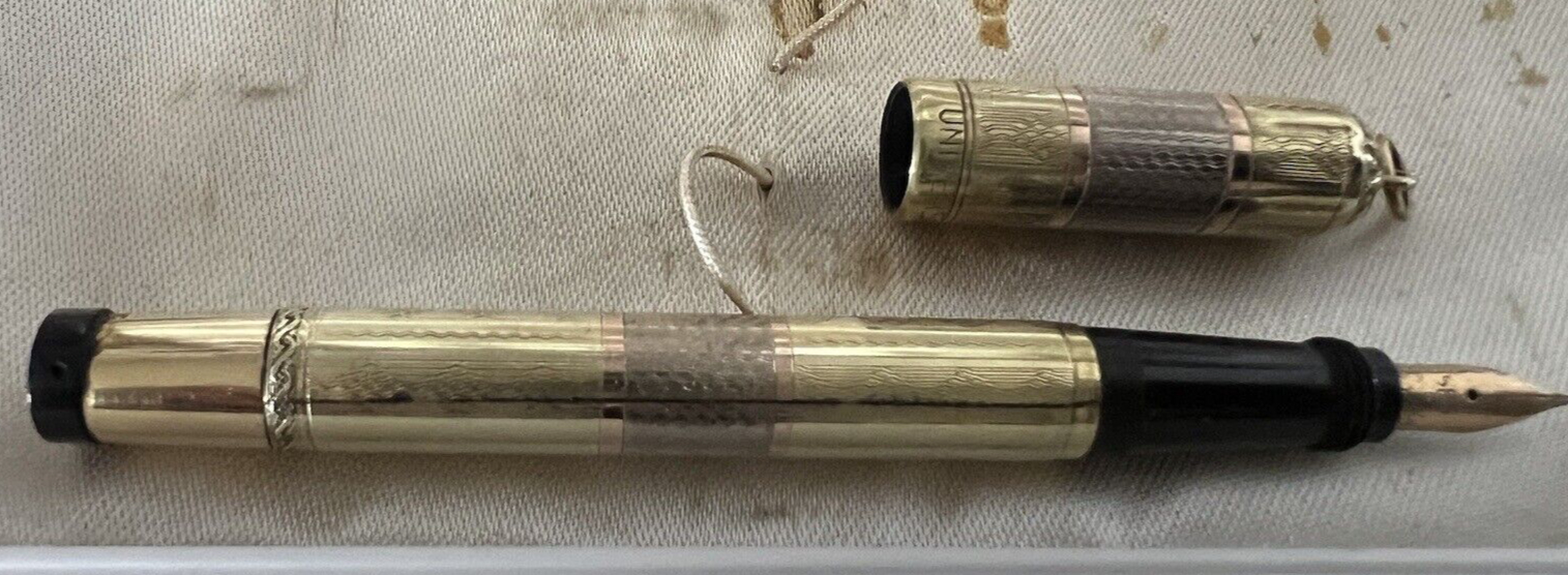 🔴 UNIVERSAL penna stilografica retrattile ORO ARGENTO funziona vintage