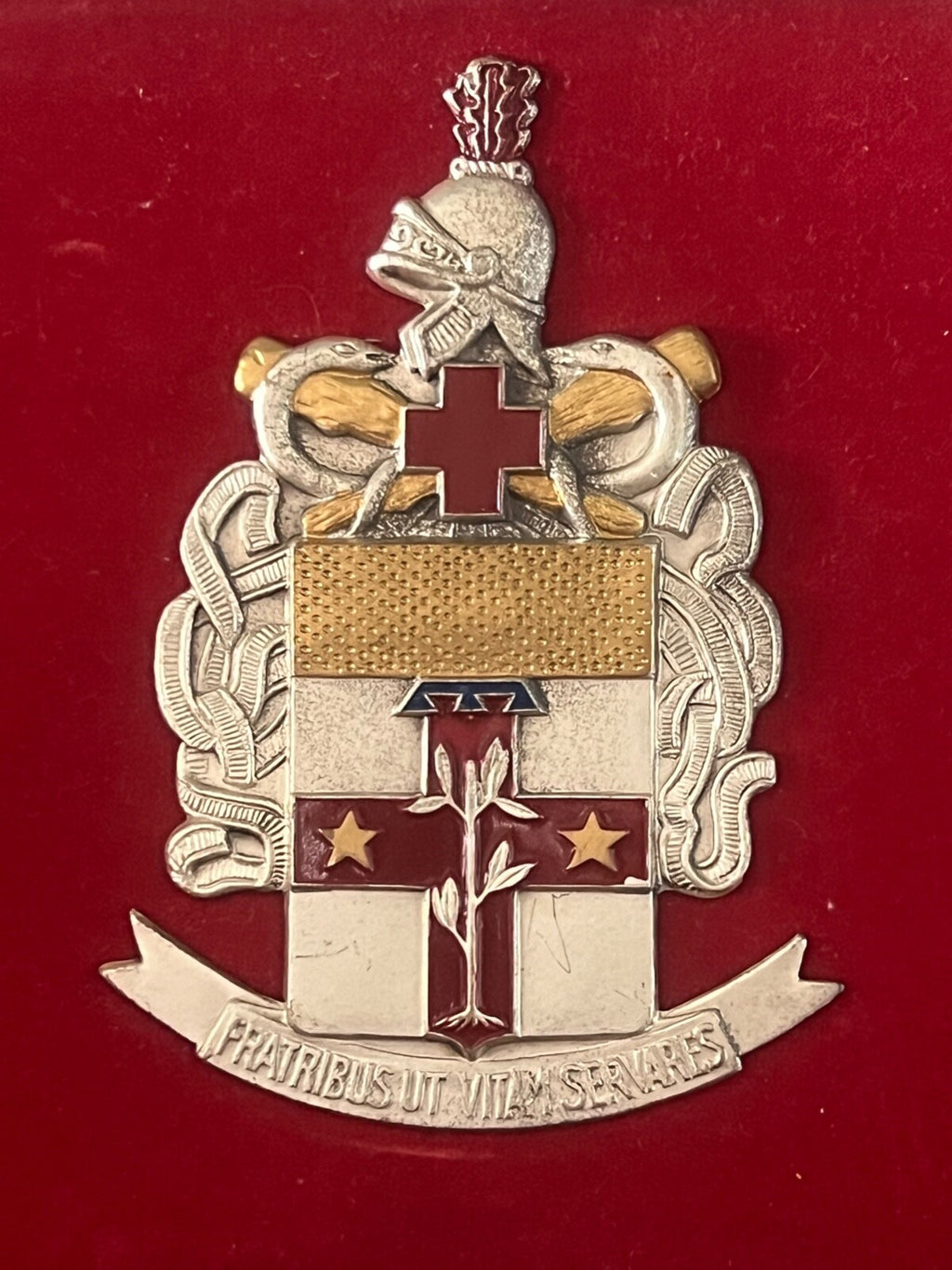 🔴 Crest militare CROCE ROSSA ESERCITO ITALIANO in metallo smalti floccato rosso