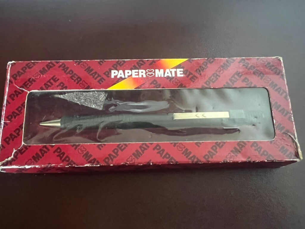 🔴 PAPERMATE penna sfera 90° DYNAGRIP nera Giappone con astuccio vintage