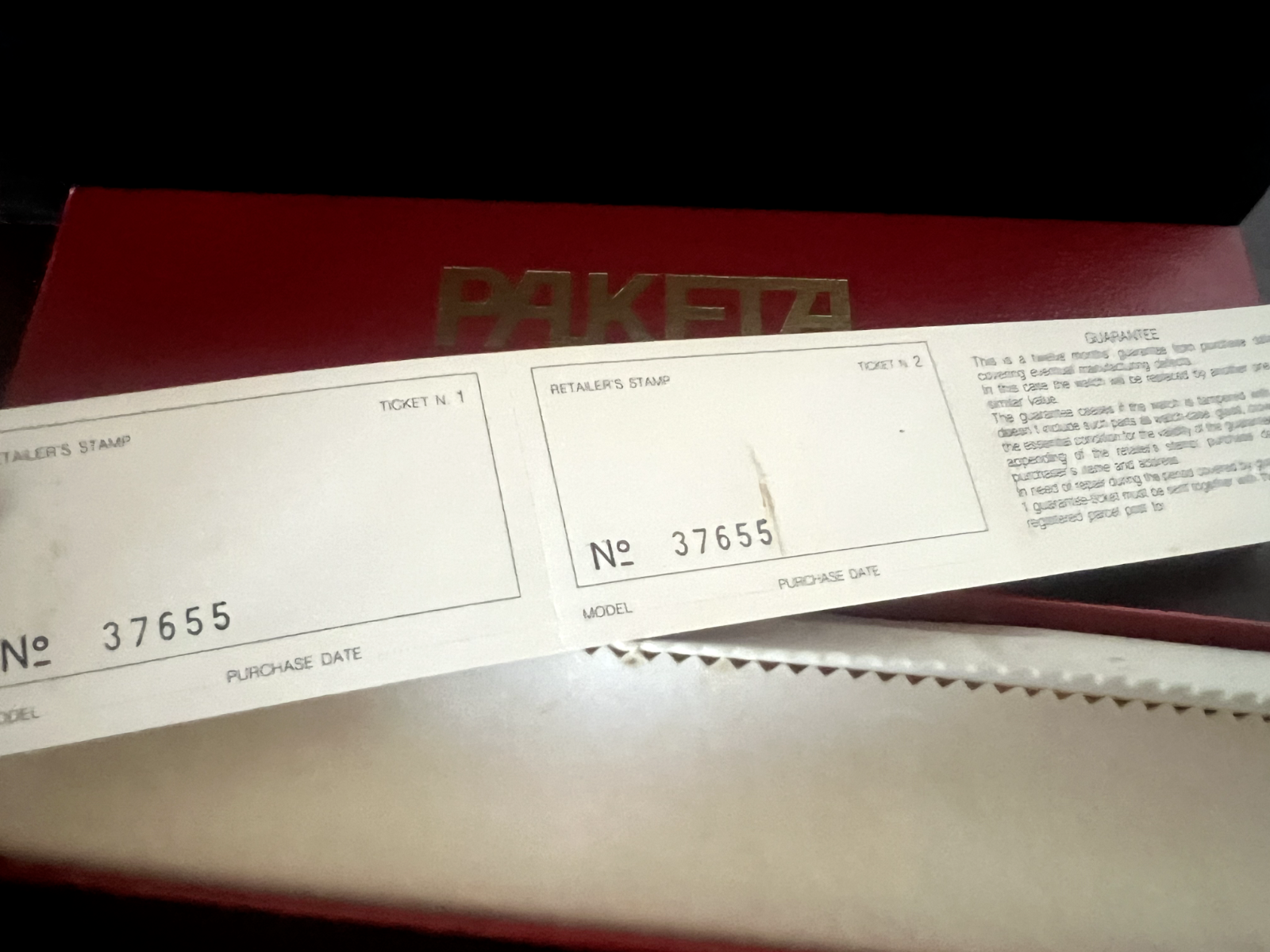 🔴 PAKETA box scatola orologio polso astuccio cofanetto rosso GARANZIA vintage