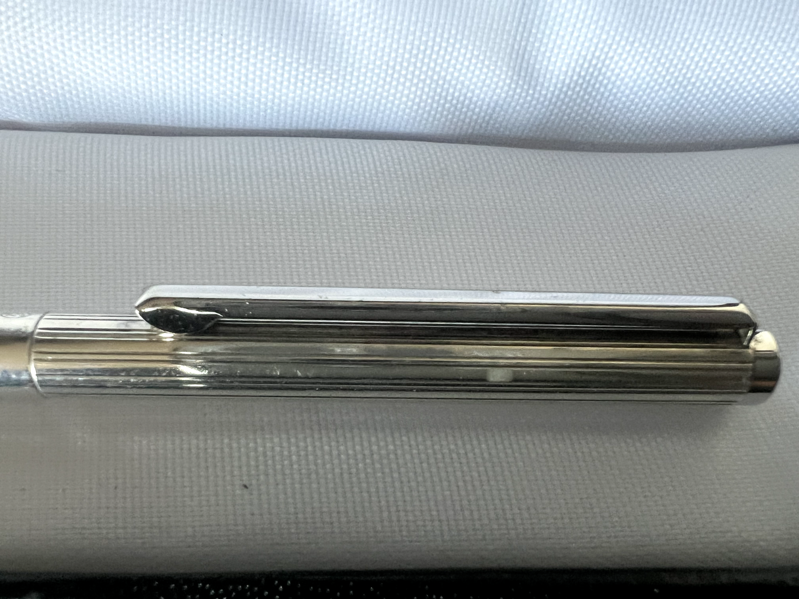 🔴 Penna sfera ARGENTO MASSICCIO 925 righe orizzontali scrive vintage 19