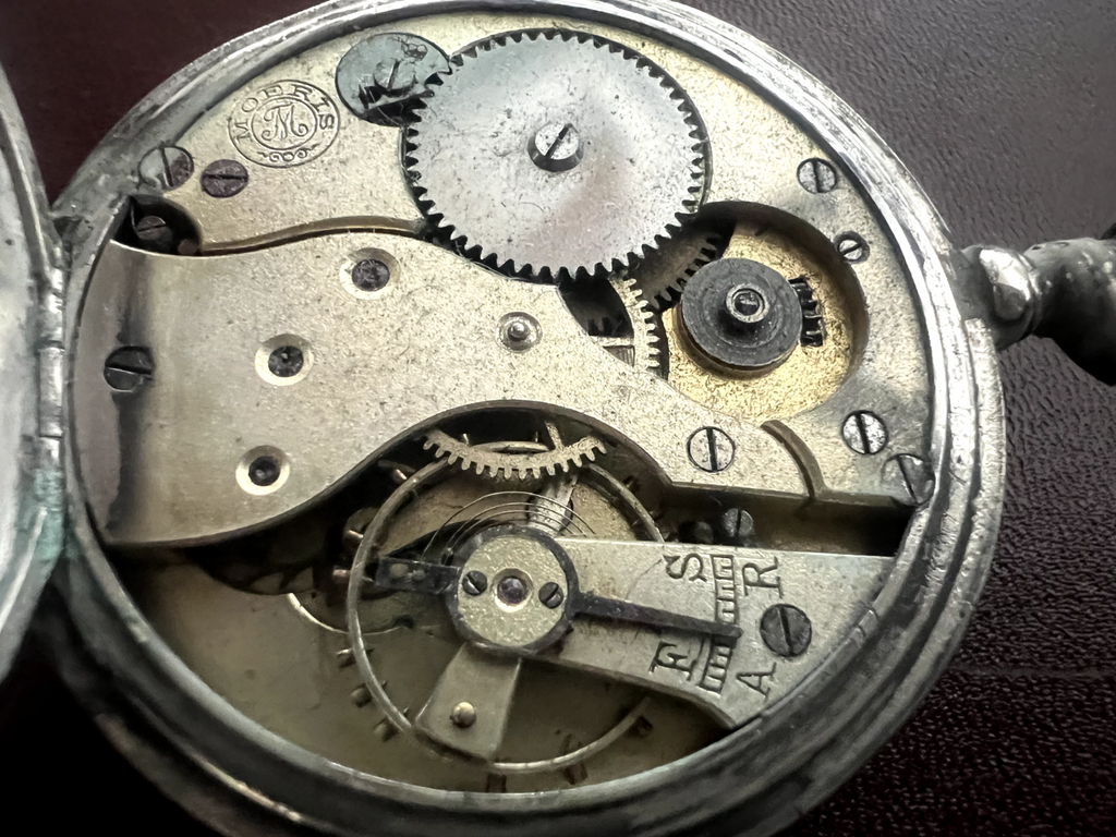 🔴 Orologio tasca ARGENTO 800 uomo da revisionare parti vintage Moeris N 16