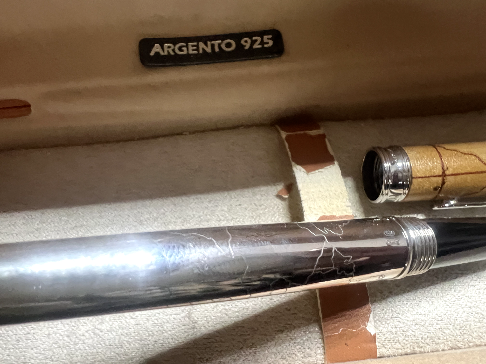 Alviero Martini Stylo-Plume Sphère Roller Argent 925 Première Classe Écrit Cas 