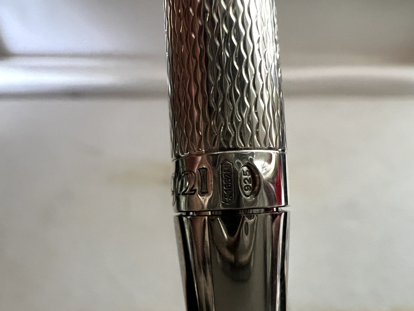 Settelaghi Stylo-Plume Sphère Argent 925 Massif Guillocchè Fenêtre Personnel 7