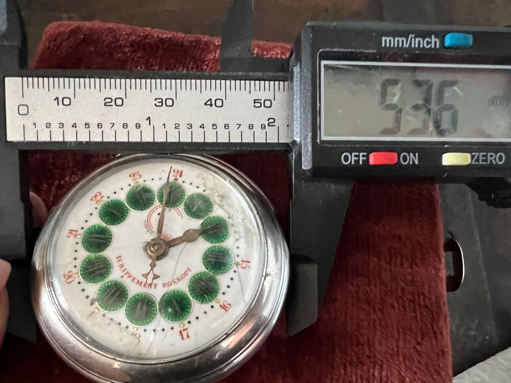 Roskopf Pocket Watch Dial Enamels Iridescent Manual Wind Works Vintage