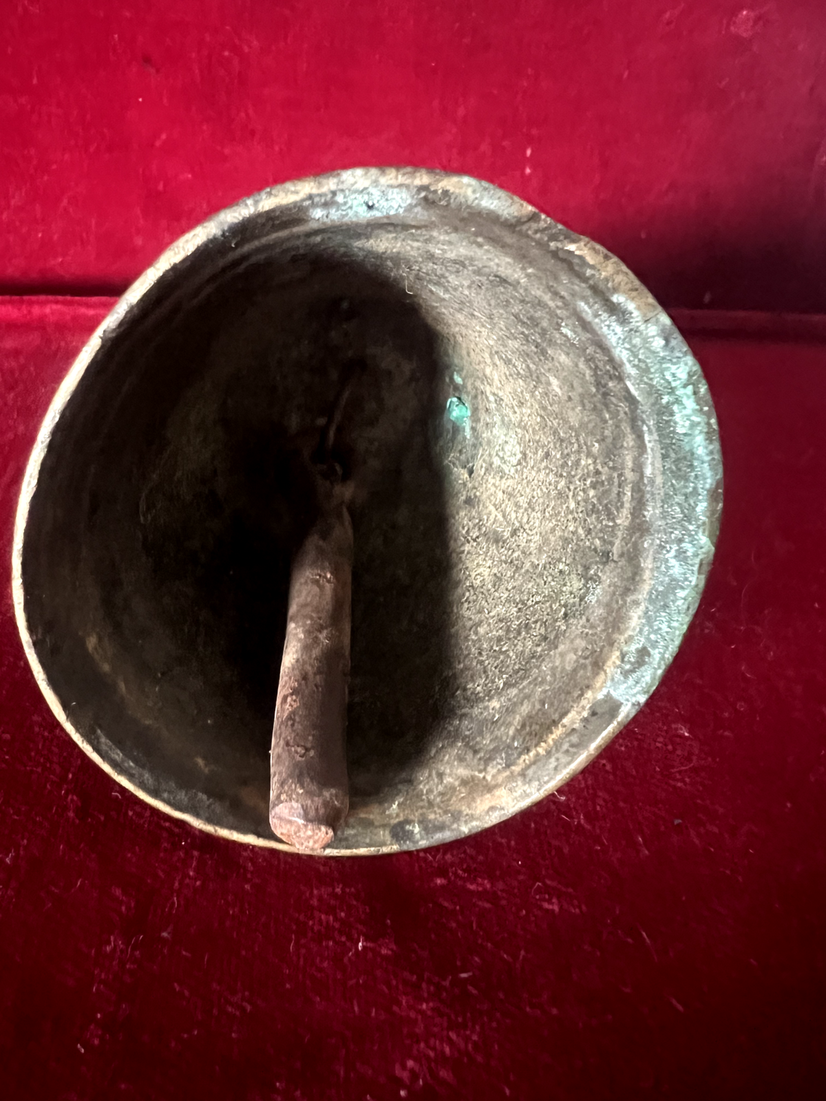 Sonnette Cloche Métal Bronze À Main Autel Hauteur 9 CM Vintage 
