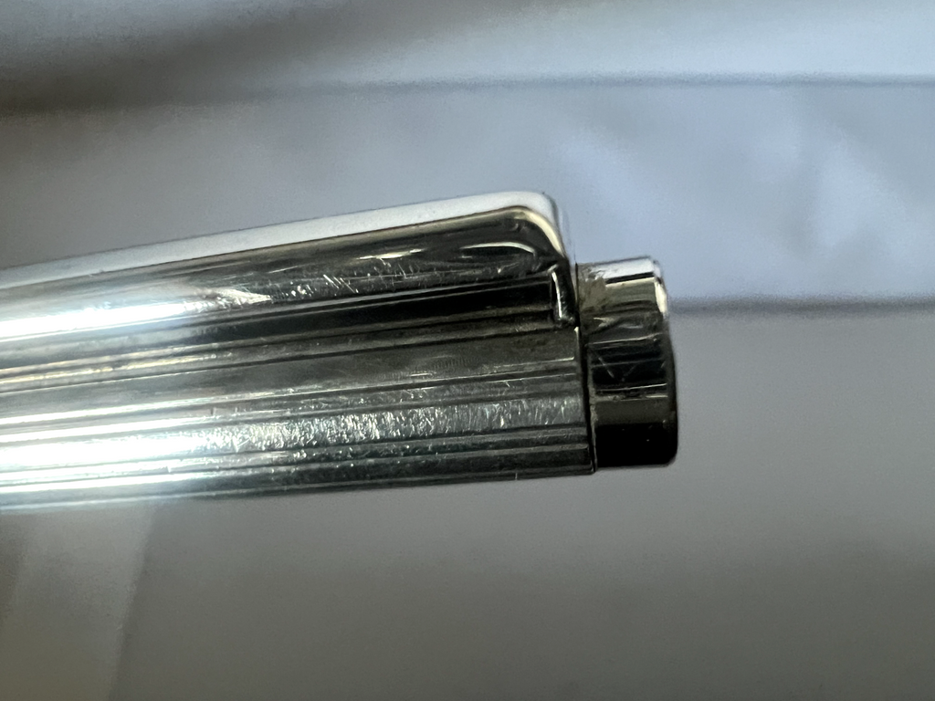 🔴 SOLID SILVER 925 ballpoint pen horizontal lines writes vintage 19 