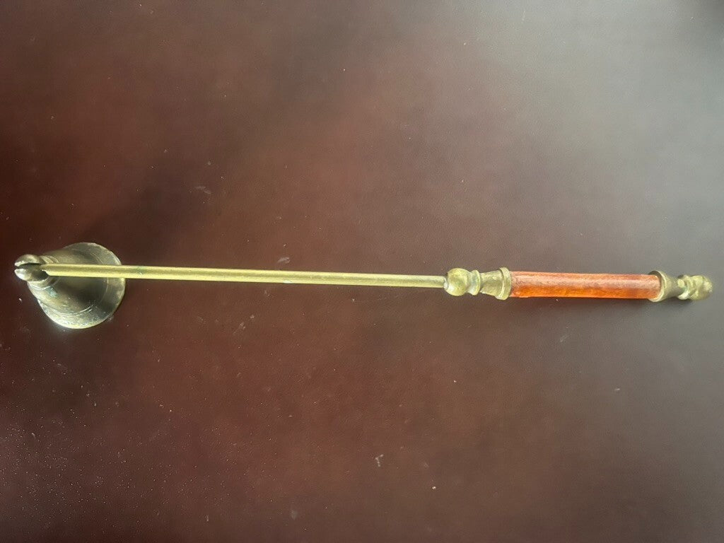 Snuffer Candle Mocciolo Vibration Candle Bronze Handle Wood Vintage