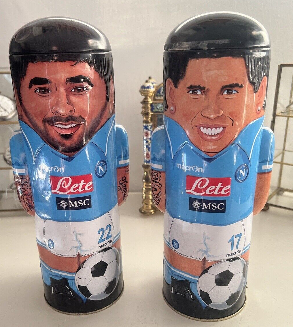 Football Napoli Lavezzi Hamsik Boxes IN Tin Rare Collectibles Vintage H25